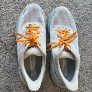 Hoka White and Orange Running Shoes